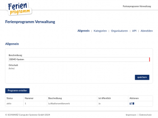 Ferienprogramm Verwaltungsbereich