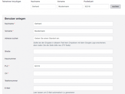 om veranstaltung user form