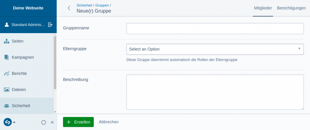 Gruppen hinzufuegen und bearbeiten