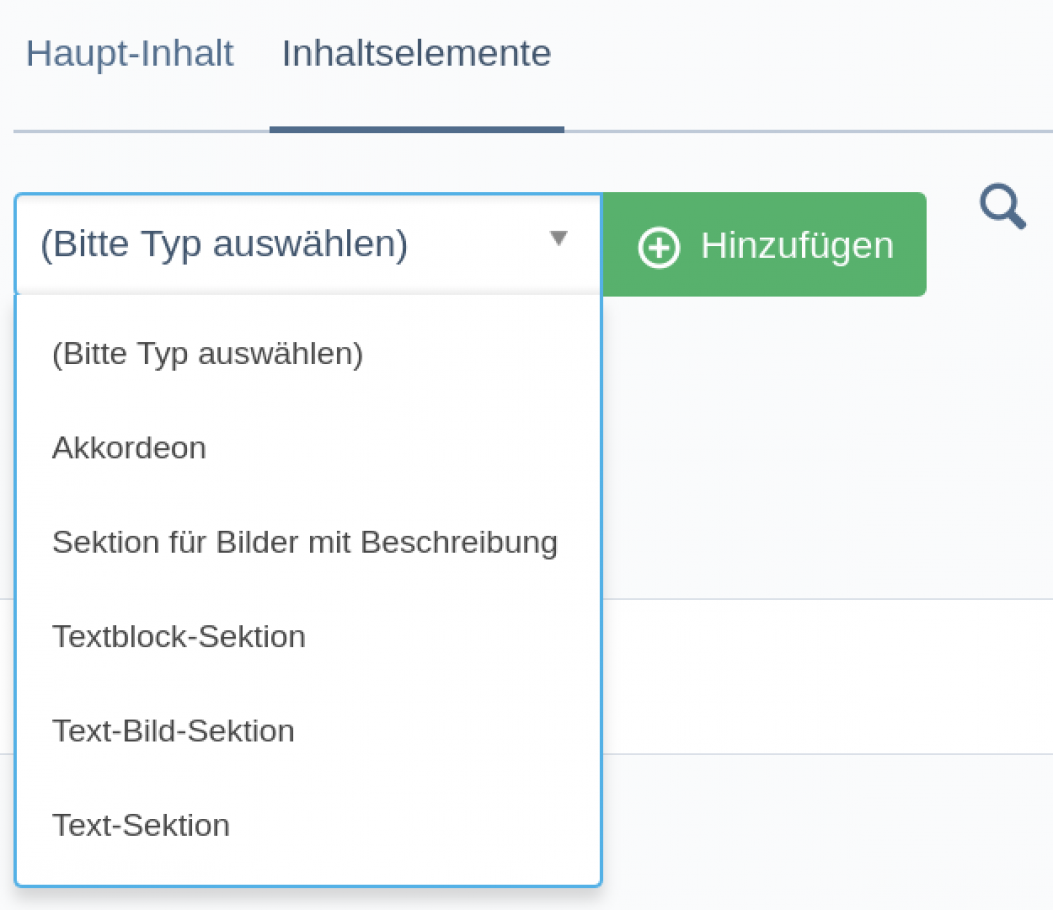 Inhaltselemente hinzufuegen